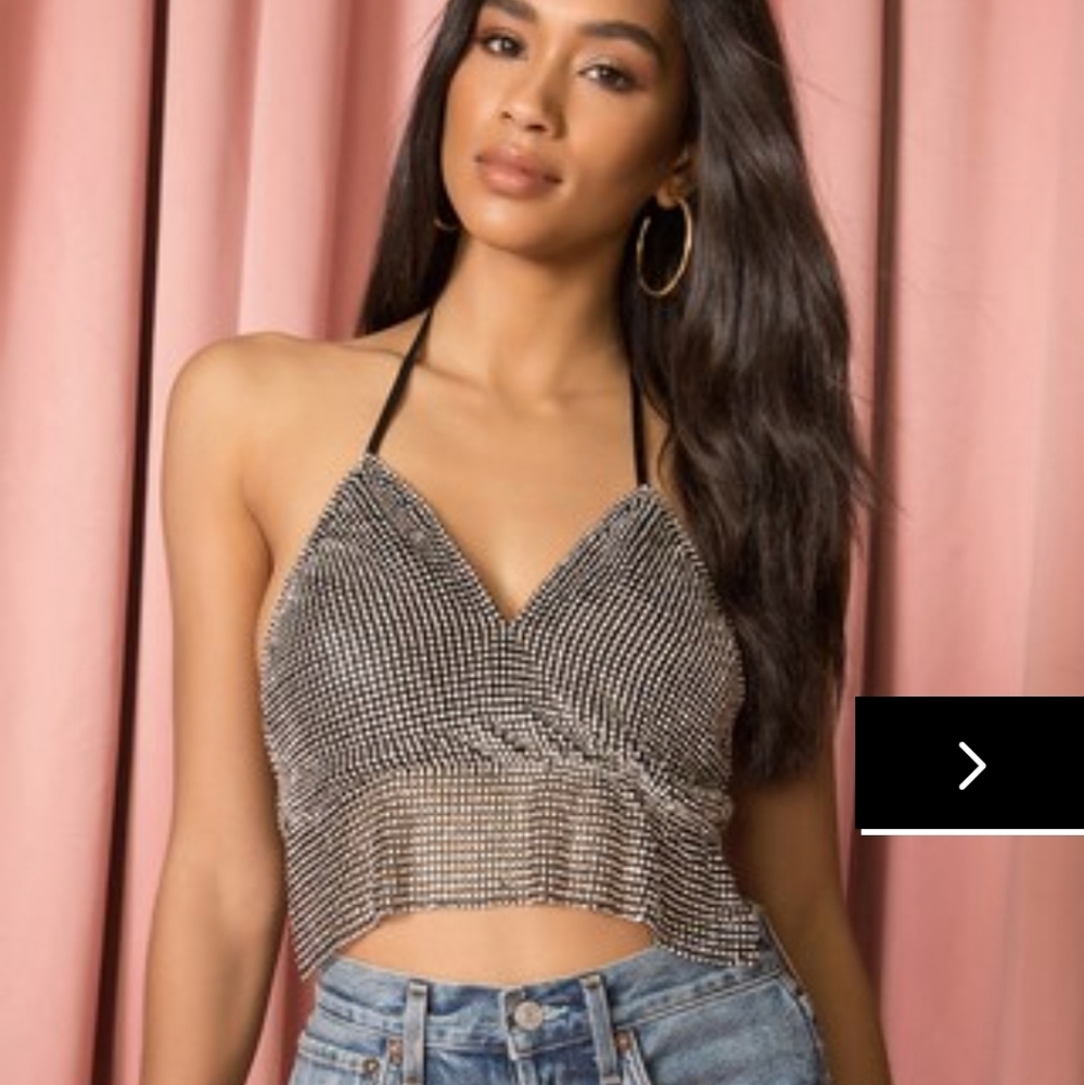 Superdown Sariyah Rhinestone Halter Top